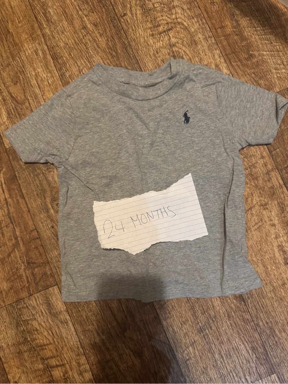 Polo by Ralph Lauren Toddler Heather Gray Short Sleeve Tee with Navy Polo Pony